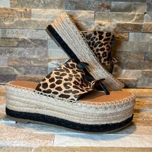 Franco Sarto Malia Platform Leather Leopard Print Shoes Women's Size 8